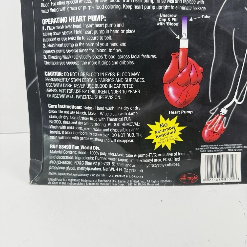Fun World Ghost Face Bleeding Scream Mask Halloween Movie Brand New